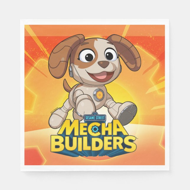 Servilleta De Papel Barrio Sésamo | Mecha Construye Tango En Acción (Anverso)