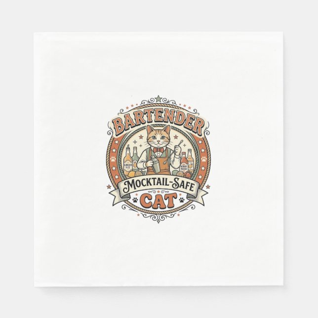 Servilleta De Papel Bartender Mocktail-Safe Cat Bartender Mocktail-Saf (Anverso)