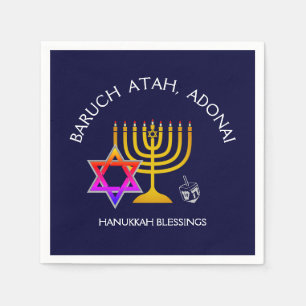 Servilleta De Papel BARUCH ATAH ADONAI   Hanukkah Blessing Paper