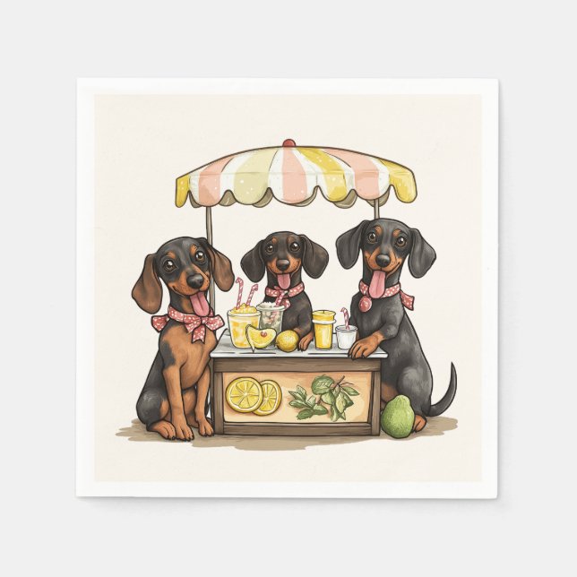 Servilleta De Papel Base Lemonade Dachshund Dogs (Anverso)