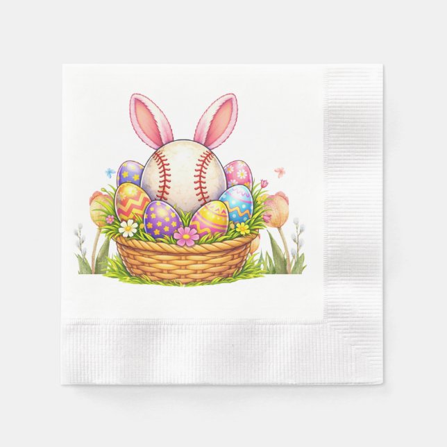 Servilleta De Papel Baseball Easter  themed  (Anverso)