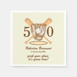 Servilleta De Papel Baseball Glove Bats Themed Men's 50th Birthday