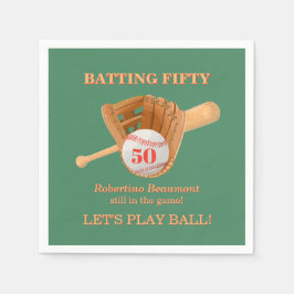 Servilleta De Papel Baseball Glove Batting Fifty Men's 50th Birthday