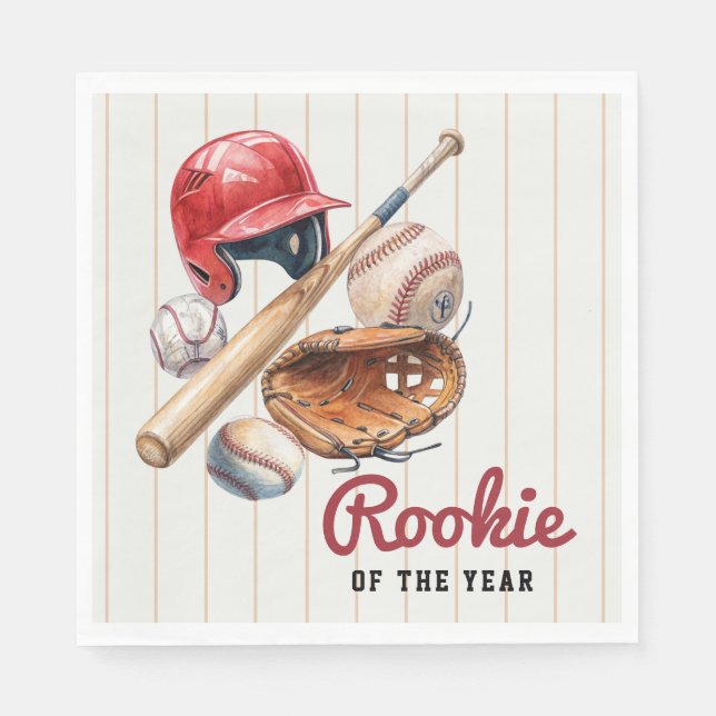 Servilleta De Papel Baseball Rookie Birthday (Anverso)