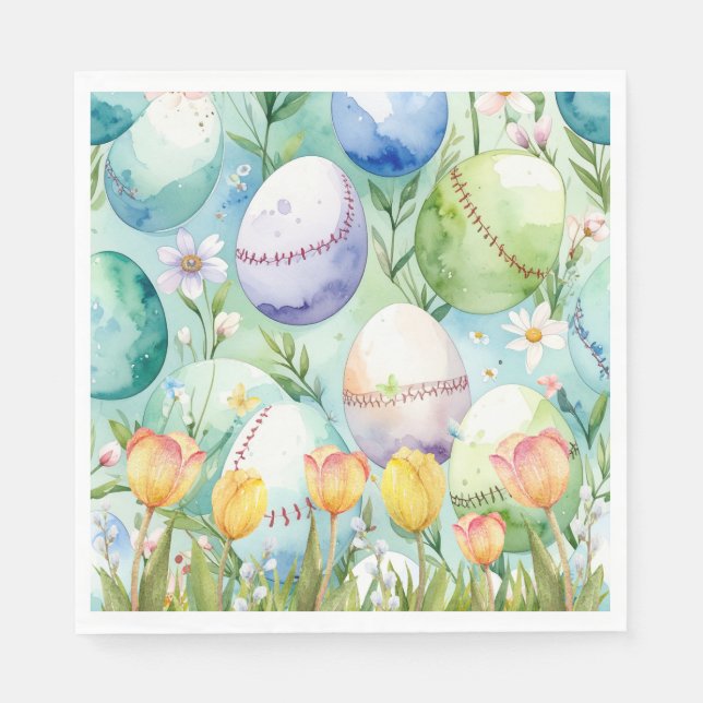 Servilleta De Papel Baseball tema de Pascua  (Anverso)