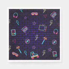 Servilleta De Papel Bash de cumpleaños de neones retro pop