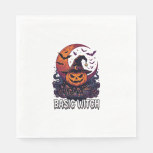 Servilleta De Papel Básica Bruja de Halloween Calabaza Luna Creciente 