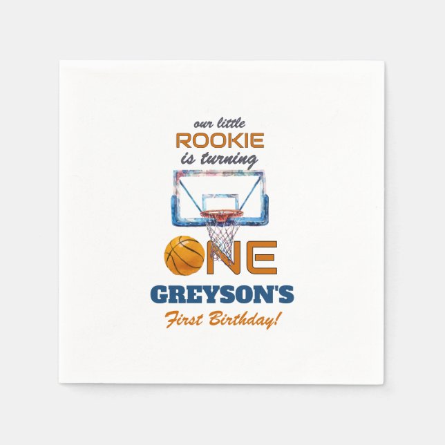 Servilleta De Papel Basketball Rookie Of The Year First Birthday (Anverso)