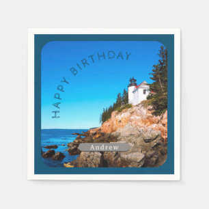 Servilleta De Papel Bass Harbour Lighthouse Birthday Acadia NP
