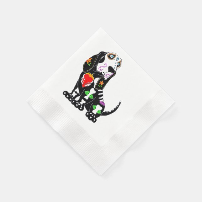 Servilleta De Papel Basset Hound Calavera Azucarada (Borde)