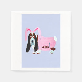 Servilleta De Papel Basset Hound con traje de conejo