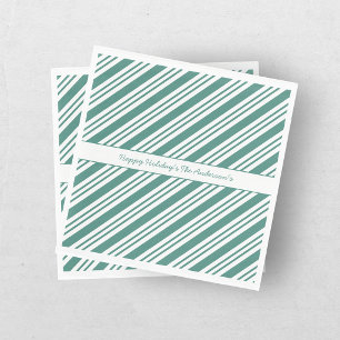 Servilleta De Papel Bastón de Caramelo Rayado Verde Navideño Festivo