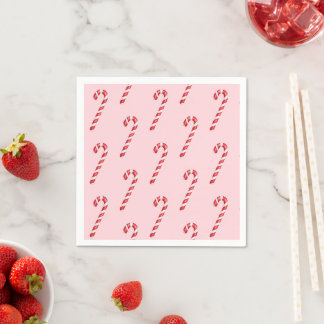 Servilleta De Papel Bastón de caramelo rojo blanco rayas sobre acuarel