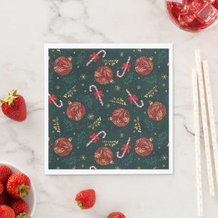 Servilleta De Papel Bastones de Caramelo Copos de Nieve Rojo Bolas de