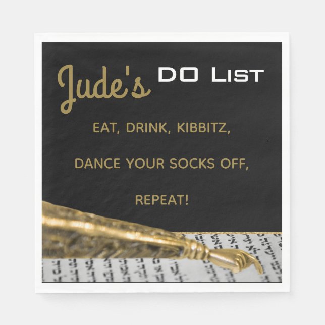 Servilleta De Papel Bat Bar Mitzvah Gold Yad Napkins (Anverso)