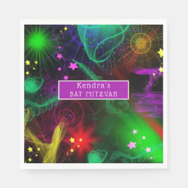 Servilleta De Papel Bat/Bar Mitzvah Neon Paint Splatt