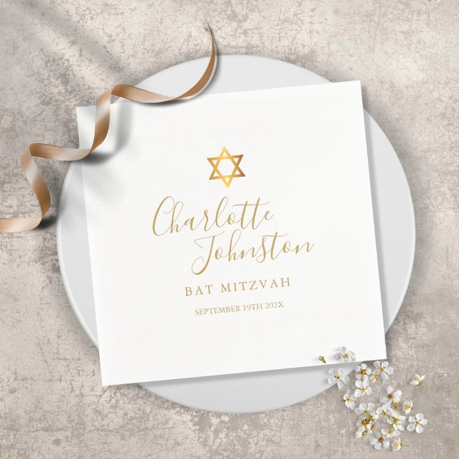Servilleta De Papel Bat Mitzvah Bar Mitzvah Estrella de David dorada (Subido por el creador)