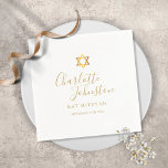 Servilleta De Papel Bat Mitzvah Bar Mitzvah Gold Star de David<br><div class="desc">Con el nombre de la firma del guión dorado. Personalice con su información especial de Bat o Bar Mitzvah en letras de oro de moda. Diseñado por Thisisnotme©</div>