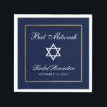 Servilleta De Papel Bat Mitzvah Blue and Gold<br><div class="desc">Bat Mitzvah Blue and Gold Paper Napkin</div>