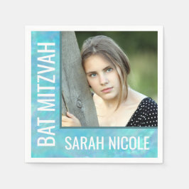 Servilleta De Papel Bat Mitzvah Blue Opal Glam Fiesta Personalizado Fo