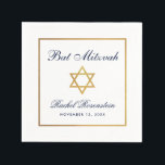 Servilleta De Papel Bat Mitzvah Blue White Gold<br><div class="desc">Bat Mitzvah Blue White Paper Napkin</div>
