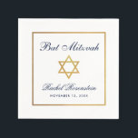 Servilleta De Papel Bat Mitzvah Blue White Gold<br><div class="desc">Bat Mitzvah Blue White Paper Napkin</div>
