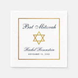 Servilleta De Papel Bat Mitzvah Blue White Gold