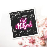 Servilleta De Papel Bat Mitzvah, con un tema neón rosado candente<br><div class="desc">¡Estamos encantados de presentar nuestra moderna suite de caligrafía de neón para un Bar brillante o Bat Mitzvah! Esta divertida colección incluye todo lo que necesitas, desde servilletas y placas de papel hasta un cartel de bienvenida y más. Si tiene alguna pregunta o necesita ayuda con la personalización, simplemente envíenos...</div>