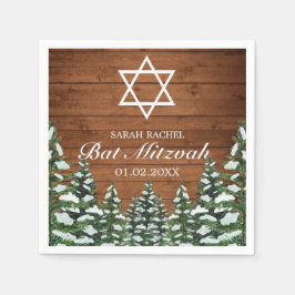 Servilleta De Papel Bat Mitzvah de Snowley Wood & Forest Rural Pine Ba