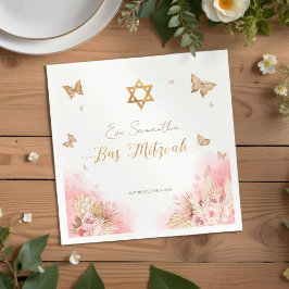 Servilleta De Papel Bat Mitzvah Napkins | Mariposas de traje de Rubor 