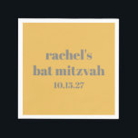 Servilleta De Papel Bat Mitzvah, Personalizado gris amarillo audaz y e<br><div class="desc">Elegante tipografía audaz amarilla y gris Personalizado Cute Bat Mitzvah Napkins</div>