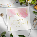Servilleta De Papel Bat Mitzvah Watercolour Napkins | Rosa abstracto<br><div class="desc">¡Únete a la magia de la tradición y el estilo con nuestras invitaciones Mitzvah Bat de color rosa! Estas invitaciones,  empapadas en suaves tonalidades de color,  muestran su evento especial con elegancia y corazón. Eleva tu celebración con estos keepsakes artísticos que los huéspedes estarán encantados. Muestra recuerdos de estilo.</div>