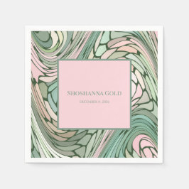 Servilleta De Papel Bat simple moderno Mitzvah rosa y verde