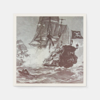 Servilleta De Papel BATALLA DE BARCO PIRATA EN negro