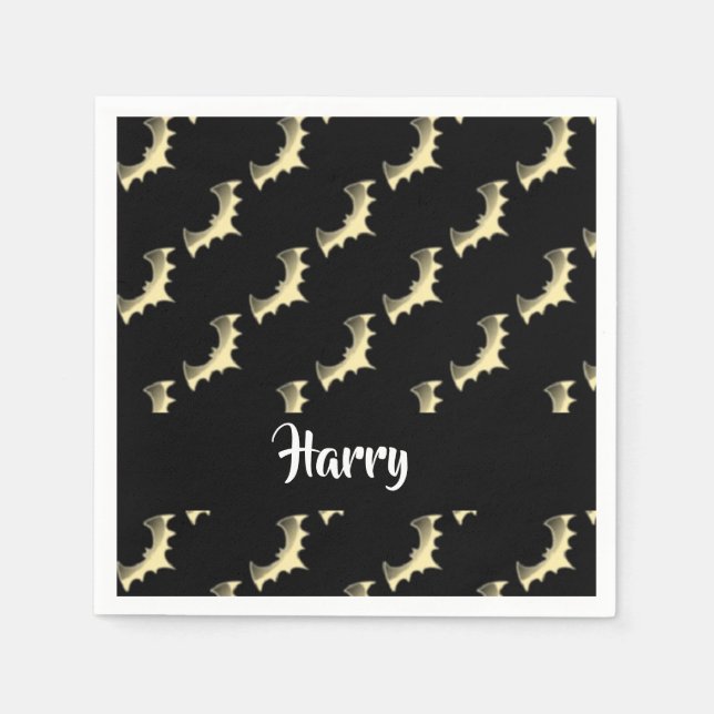 Servilleta De Papel Bates de oro sobre negro (Anverso)