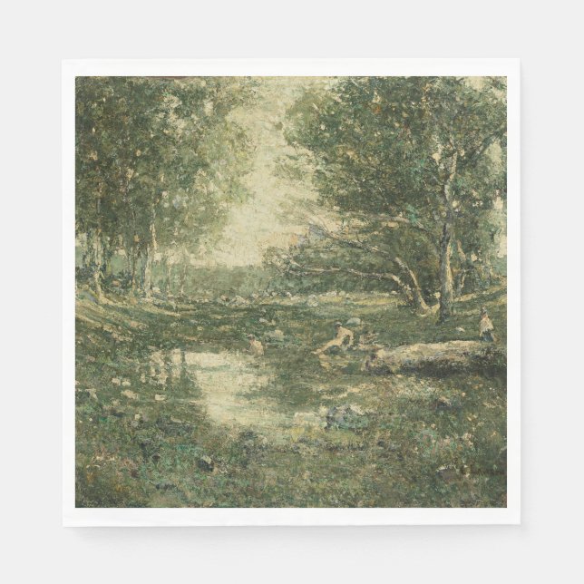 Servilleta De Papel Bathers in Green Woodland Landscape (Arte de época (Anverso)