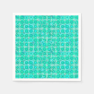 Servilleta De Papel Batik tribal - aqua y turquesa con blanco