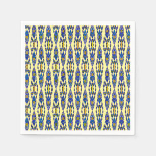 Servilleta De Papel Batik tribal - azul de acero, gris y amarillo