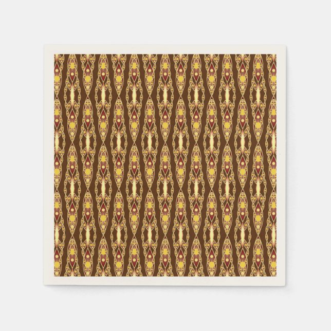 Servilleta De Papel Batik tribal - Marrón chocolate y beige (Anverso)
