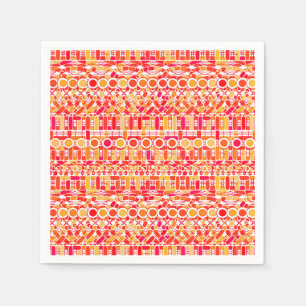 Servilleta De Papel Batik tribal - naranja coral y rosa coral
