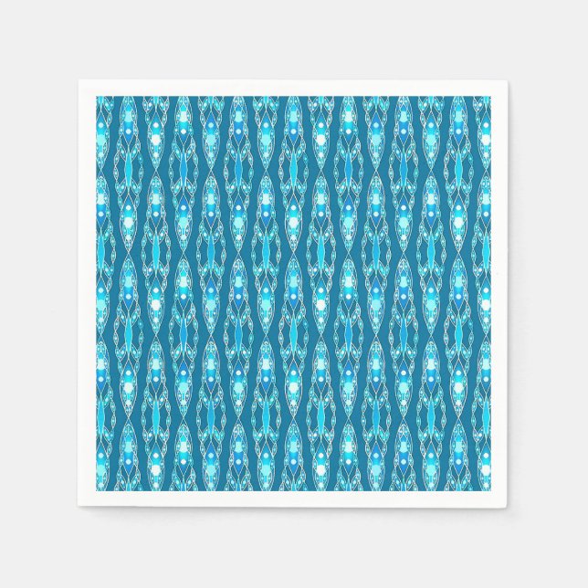 Servilleta De Papel Batik tribal - Ocean Blue y Aqua (Anverso)