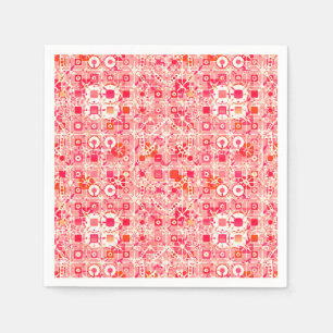 Servilleta De Papel Batik tribal - rosa coral, naranja coral y crema