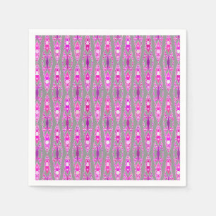 Servilleta De Papel Batik Tribal - Rosa Fucsia, Violeta y Gris