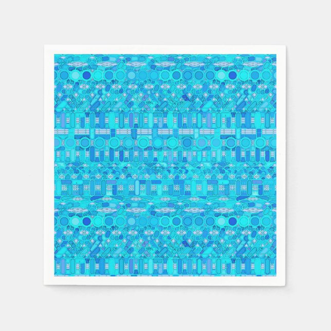 Servilleta De Papel Batik tribal - tonos azules (Anverso)