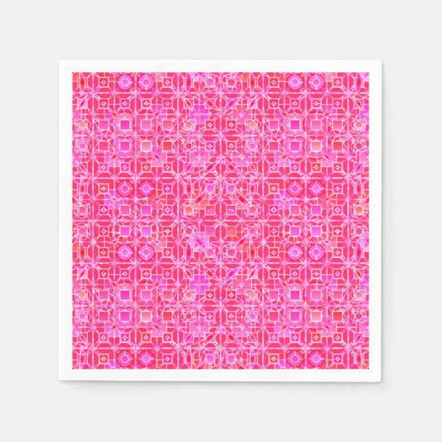 Servilleta De Papel Batik tribal - tonos fucsia rosados (Anverso)