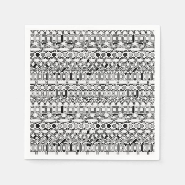 Servilleta De Papel Batik tribal - tonos grises / grises (Anverso)