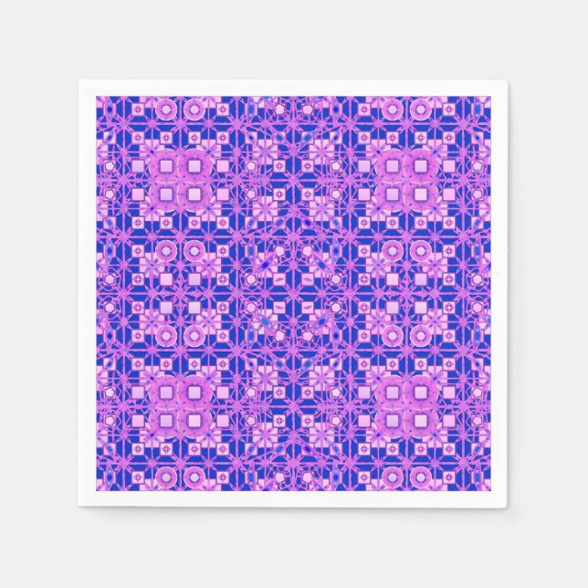 Servilleta De Papel Batik tribal - tonos morados (Anverso)
