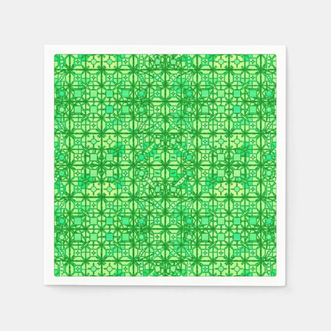 Servilleta De Papel Batik tribal - tonos verdes (Anverso)