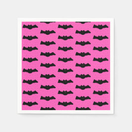 Servilleta De Papel Bats rosados y negros de Halloween