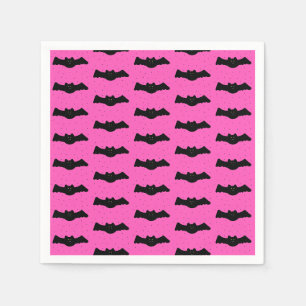 Servilleta De Papel Bats rosados y negros de Halloween